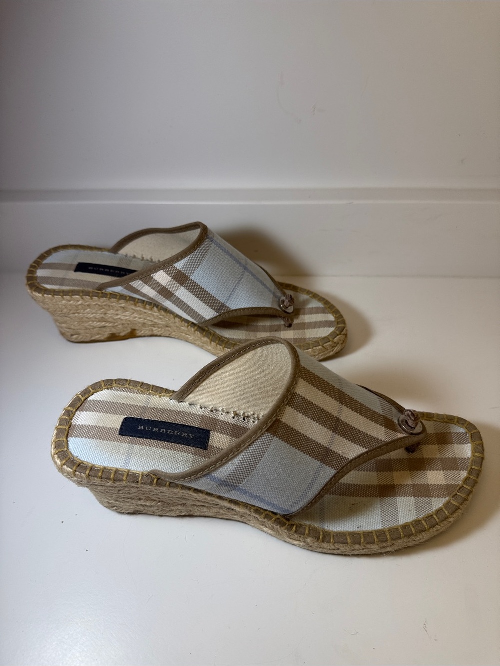 Burberry Wedge Espadrille Thong Sandals - EU Size 38 (US Size 7.5) - Picture 3 of 8